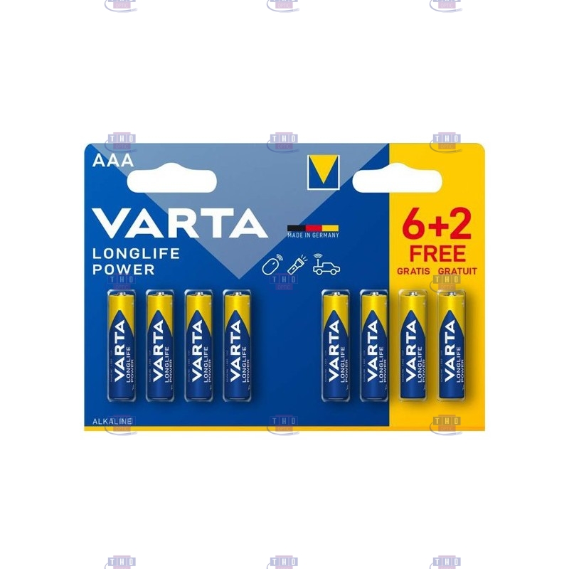 Lot de 8 piles Alcalines AAA/LR03 VARTA