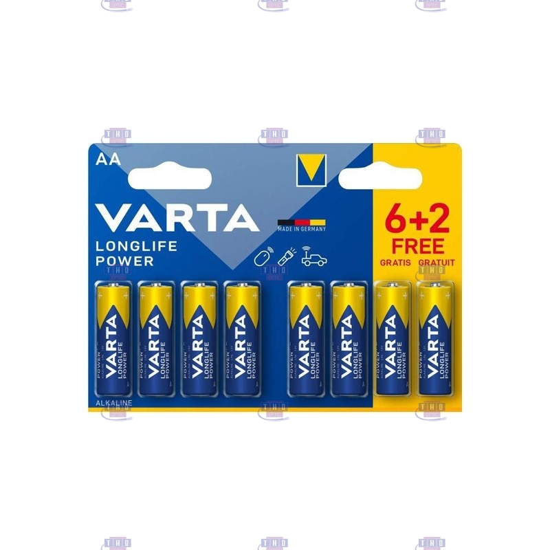 Lot de 8 piles Alcalines AA/LR6 VARTA